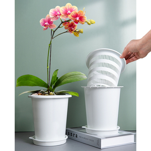 美莳双层养蝴蝶兰控根小号花盆透气塑料石斛文心兰大口径专用套盆