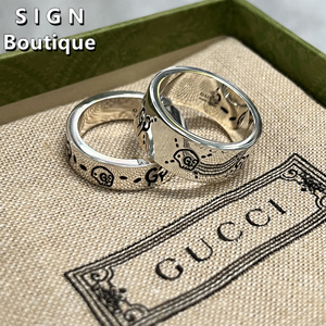 现货正品gucci古驰 ghost小精灵骷髅头双g纯银戒指6mm9mm
