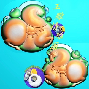 唐马扫描图双面花杂件挂件精雕图jdp浮雕玉雕灰度图bmp电脑雕刻