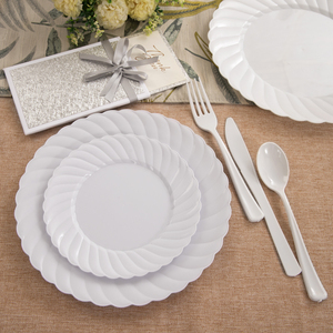 新品一次性食品级ps材质白色三种尺寸西餐餐盘婚礼户外聚会派对