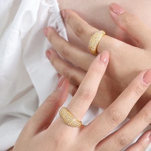 复古流行跨境外贸闪耀环保捷克钻戒指指环小众镀18K金饰品手饰女