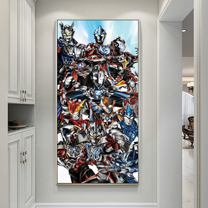 奥特曼玄关大幅diy数字油画 儿童卡通动漫手工填充涂色家居装饰画