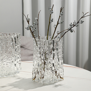 ins风高级感家用轻奢水培花瓶玻璃透明插花玫瑰鲜花客厅餐桌摆件
