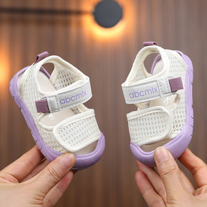 学步鞋女宝宝夏季凉鞋幼儿0一1-3岁半夏天婴儿鞋网面软底包头鞋子