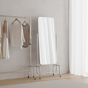 带轮移动镜子全身穿衣镜网红落地全身镜显瘦试衣镜防爆镜服装店