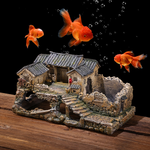 中式鱼缸摆件创意鱼虾躲避屋水族箱草缸造景装饰微景观古建筑模型