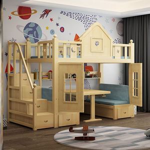 儿童床女孩上下床双层公主城堡带滑梯滑滑梯床儿童床滑梯床城堡.