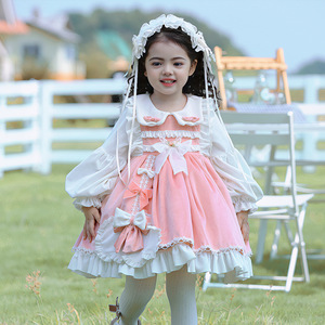 洛丽塔女童公主裙萝莉塔冬新年儿童装长袖粉色lolita孩小学生婴儿