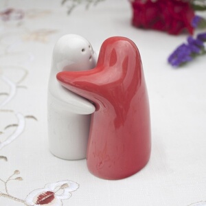 温暖的抱抱同款玩偶瓷人网红情侣红白陶瓷瓷娃娃调料瓶小礼物卡通
