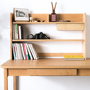 森植北欧简约实木桌上书架学生书桌收纳置物架家用儿童落地小书架