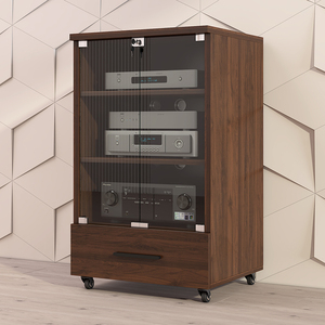 曼朵拉 标准版功放机柜专业音响柜实木KTV带锁设备柜家用音响机柜