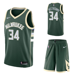 正品nike耐克nba篮球服雄鹿队34号字母哥球衣城市版全明星男套装