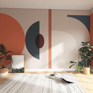 莫兰迪色系拼色几何墙纸网红直播艺术客厅卧室床头沙发背景墙壁纸