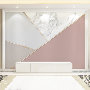 北欧几何拼色大理石电视背景墙壁纸客厅沙发影视墙布卧室床头壁布