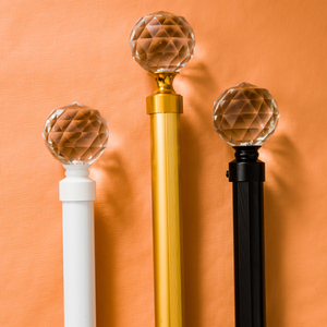 喆悦加厚水晶圆头轻奢现代简约金色罗马杆杆子静音铝合金窗帘杆