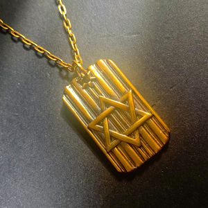 黑金六芒星方牌黄金吊坠足金999复古电黑工艺挂坠纯金女男情侣款