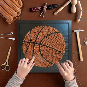 篮球钉子绕线画diy手工自制缠绕画学生情侣送男友成品生日礼物.