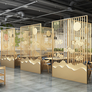 现代餐厅卡座包间隔断装饰火锅店铁艺围栏格栅栏饭店高屏风挡定制