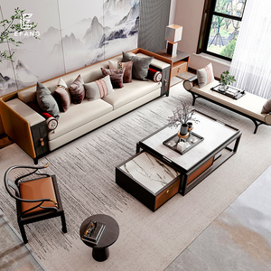 阿房新中式实木质沙发小户型客厅现代中式简约轻奢高端家具新款e1