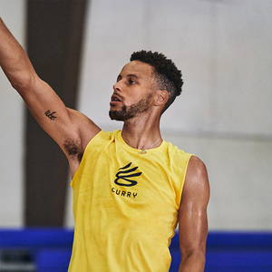 库里新logo无袖t恤背心三分ok手势创意标志篮球训练服坎肩球衣潮