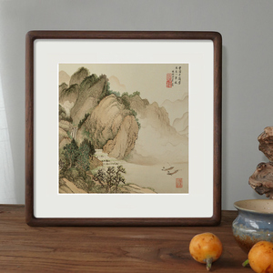 榫卯斗方红木极窄画框黑胡桃樱桃水曲柳花梨实木书法装裱相框裱画