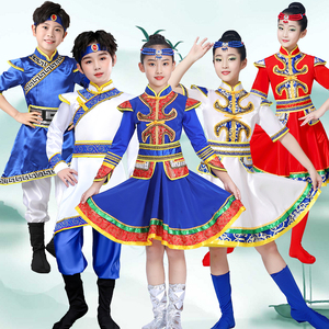 儿童六一蒙古演出服装女童内蒙古服饰白马筷子舞幼儿园表演服套装