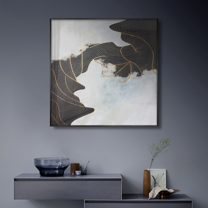 简约后现代轻奢挂画客厅沙发背景墙玄关北欧意式抽象金色装饰壁画