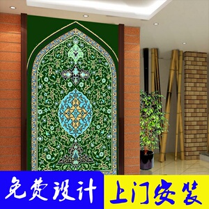 回族风格穆斯林壁纸新疆清真饭店装饰墙纸客厅酒店玄关天房3d墙布