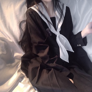 春日部【知樱高】现货 白领黑二本浓绀身冬服jk制服水手服套装