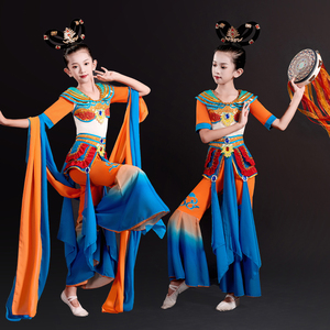 新款敦煌飞天舞蹈演出服儿童古典舞手鼓舞表演服装仙女艺考比赛服
