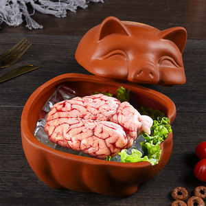 商用火锅烧烤店饭店特色烤猪脑花容器小猪头紫砂锅碳烤加热碗餐具