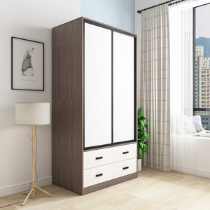 北欧定制衣柜卧室1.4米2 推拉移门储物柜子带抽屉收纳小衣橱儿童