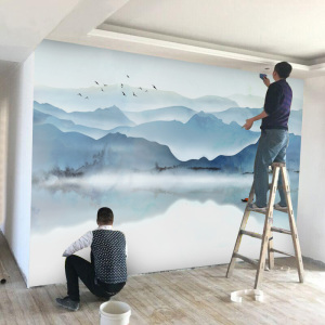 周沐沐077淘宝手绘新中式油画卧室床头装饰画简约现