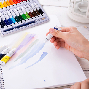 得力固体水彩颜料套装12色18色24色画画工具套装初学者学生用美术生小