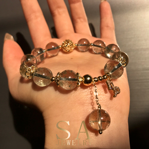 sa天然高品质满天星绿幽灵招财事业水瓶座水晶手链小众设计感高级