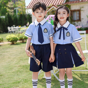 儿童六一表演服夏季新款毕业服装小学生合唱服套装蓝色幼儿园园服