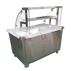 不锈钢玻璃平台手推车多功能小吃车炸锅摆摊车凉菜卤肉夜市餐车