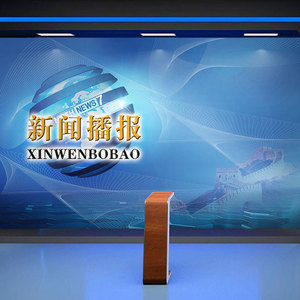3d立体新闻直播间主播背景墙纸小主持口才培训机构幼儿园舞台壁纸