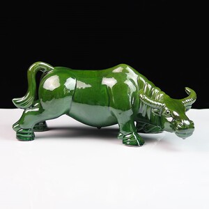 【订制】陶瓷水牛黄青牛摆件低头喝水卫生间厨房缺角装饰工