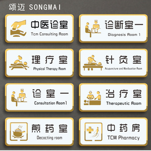 针灸理疗室拔罐熏蒸养生雅间中医院标志牌中药房治疗室温馨提示牌墙贴