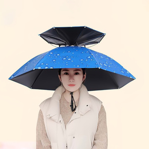 伞帽头戴雨伞帽子钓鱼头戴太阳伞户外采茶环卫防晒斗笠伞折叠大号
