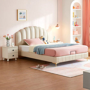 林氏木业现代简约儿童床女孩公主床卧室一米二单人小床家具tbc025