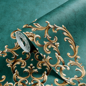 欧式大马士革自粘墙纸卧室温馨改造客厅电视背景墙贴纸3d立体壁纸