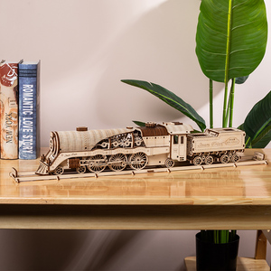 中国高难度手工制作玩具木质机械传动diy拼装汽火车大男孩创意礼