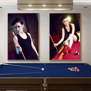 台球厅装饰画性感美女桌球室壁画会所酒吧墙画斯诺克明星海报挂画