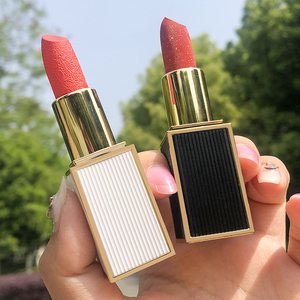 法国兰蔻黑金巧克力雕花口红 滋润顺滑有质感细闪金闪番茄色 国货