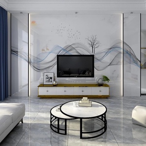 轻奢石材电视背景墙瓷砖简约现代新中式客厅影视墙uv大板造型2021