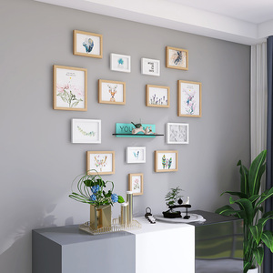 心形实木相框框架定制洗照片做成照片墙房间组合相片墙免打孔挂墙