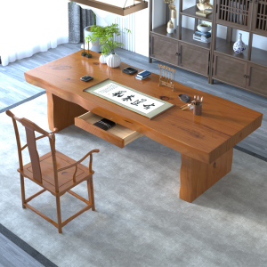 全实木大板书桌书法桌原木松木整板中式书画桌画案毛笔练字写字桌