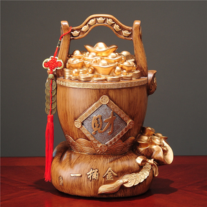 金元聚宝盆存钱罐一桶金屋里小摆件家居客厅电视柜装饰品